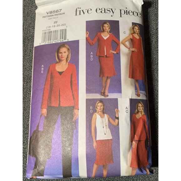 Vogue Five Easy Pieces Pattern V8567 Women's Jacket Dress Skirt & Pants Sizes 16 - Picture 1 of 2